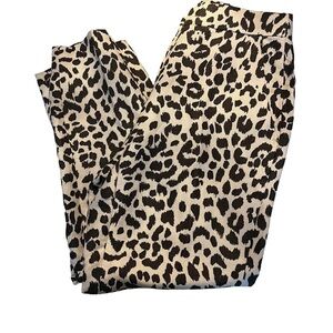 J. CREW Cafe Tapered Linen Capri in Beige/Black Cheetah Print Size 2P—PETITE